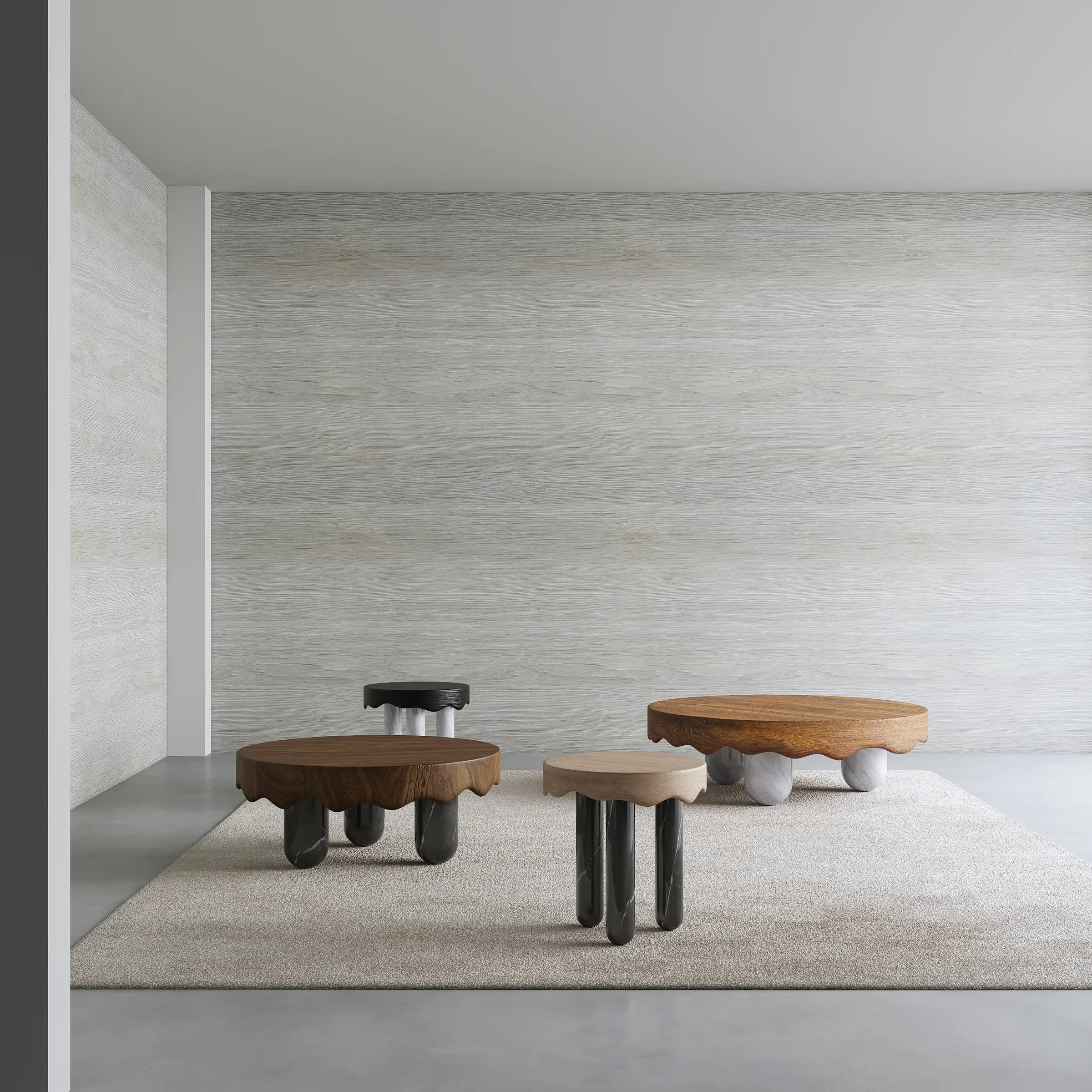 Melt Marble Tables - wood and marble center tables
